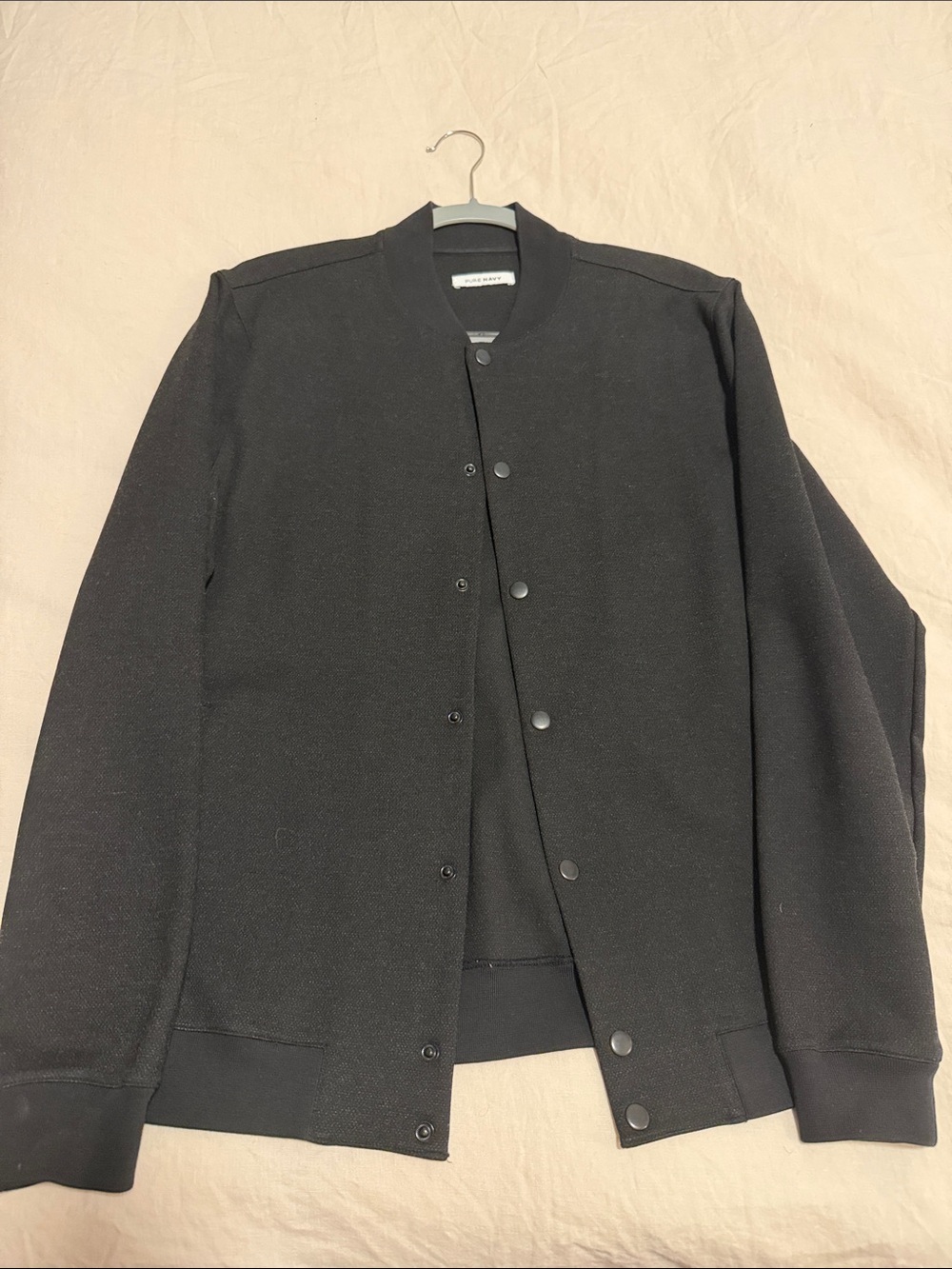 Men's Black Bomber Jacket - Classic Snap-Front